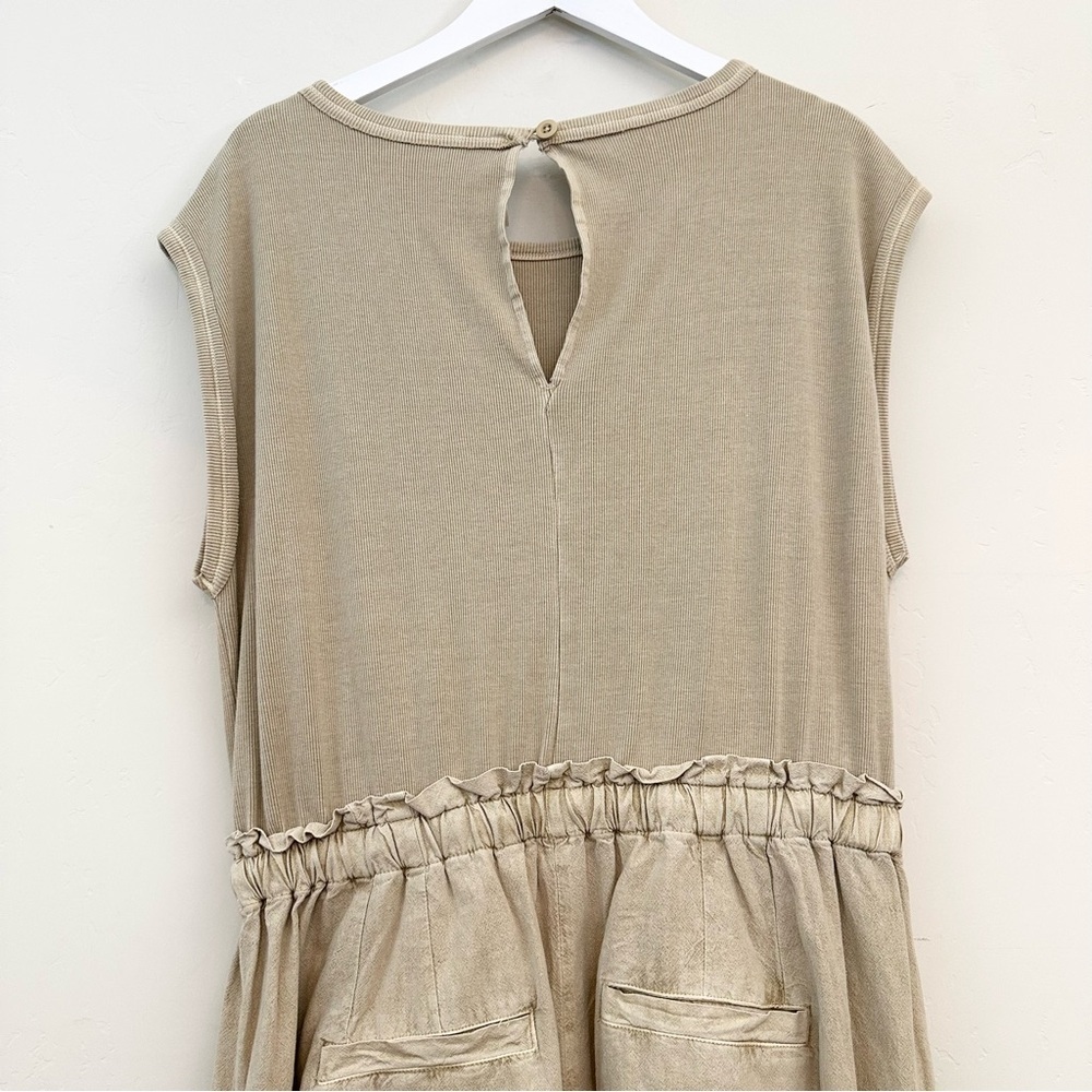 Free People Mixed Media One Piece Jumpsuit - Sand Jam - Picture 11 of 16